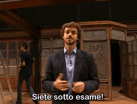 a man in a suit says siete sotto essame