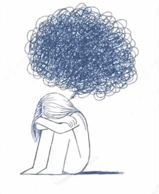 a drawing of a woman with a bubble coming out of her head ..