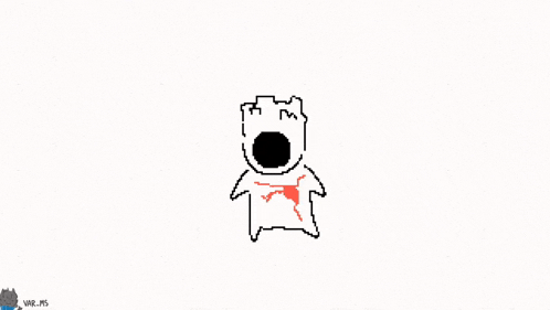a black and white drawing of a person with a black hole in their face .
