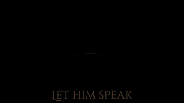 a poster with a monster mouth and the words let him speak in red