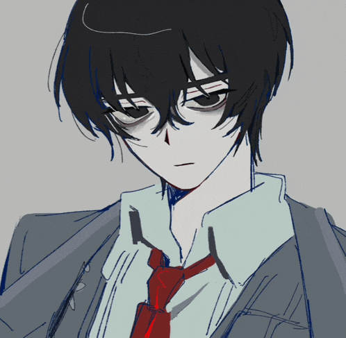 a drawing of a boy with glasses and a tie