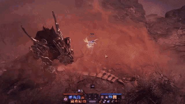 a screenshot of a video game with a dragon surrounded by a blue ring .