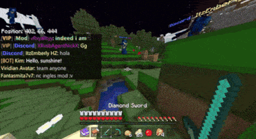 a screenshot of a video game with a diamond sword