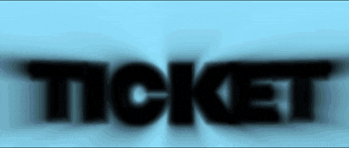 a blue background with the word ticket written in black