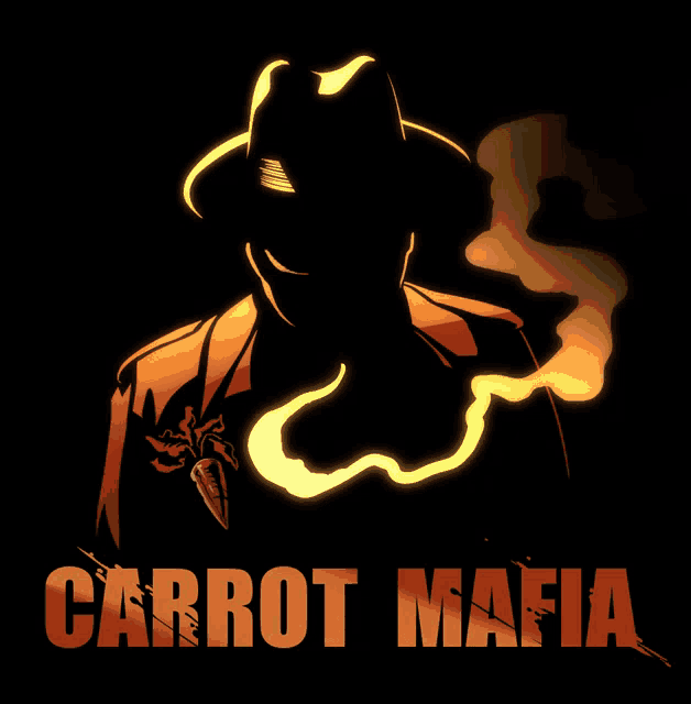 a poster for carrot mafia shows a man with a cigar in his mouth
