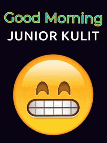 a smiley face with hearts around it and the words good morning junior kulit below it