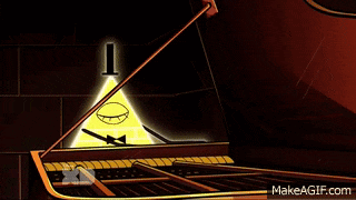 bill cipher from gravity falls is playing a piano in a cartoon