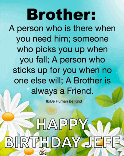 a birthday card for jeff with flowers and leaves