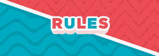 the word rule is on a blue and red striped background