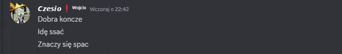 a screenshot of a conversation between czesio and idgssad