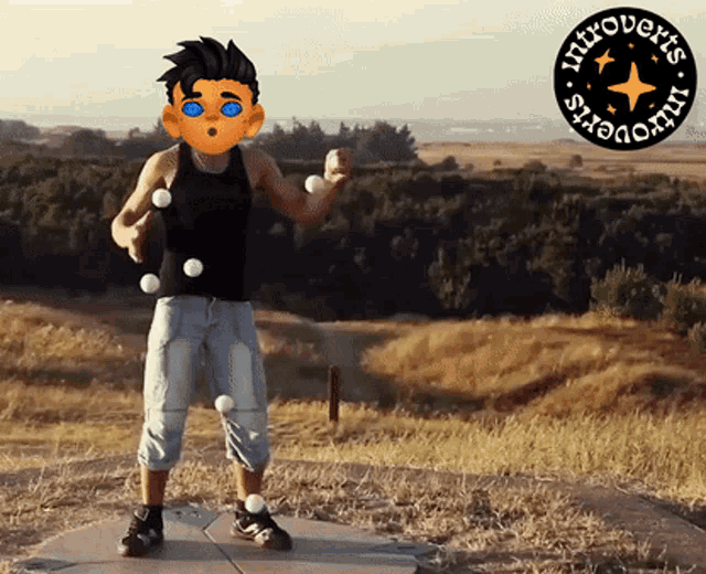 a man juggling balls in front of a sign that says " introverts students "