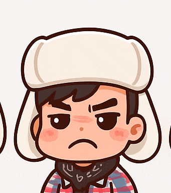 a cartoon drawing of a man wearing a hat and scarf