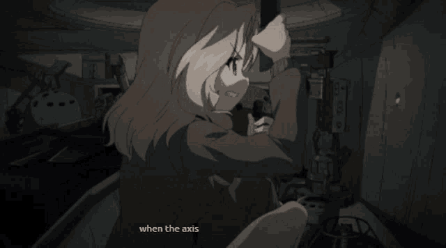 a cartoon of a girl with the words " when the axis " above her
