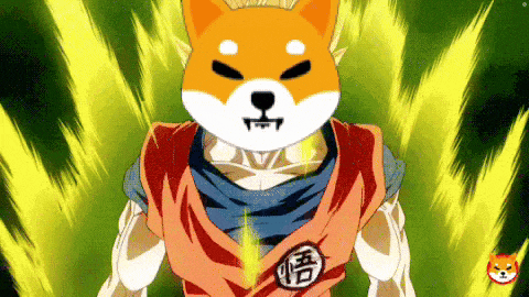 a cartoon of a shiba inu dressed as goku