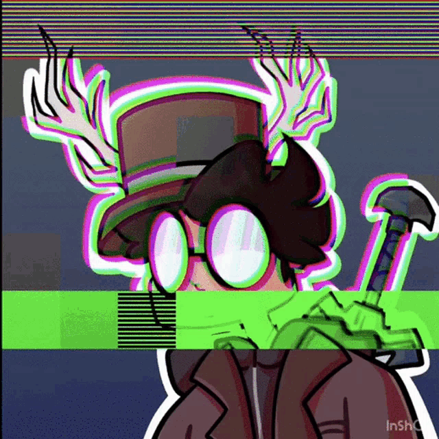 a cartoon of a man with a top hat and glasses