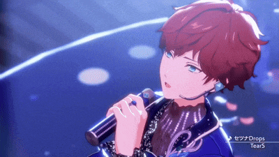 a boy is singing into a microphone with tears written on the bottom