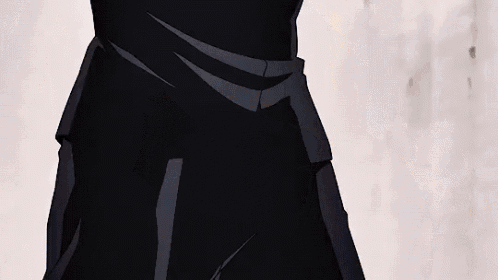a close up of a person 's torso in a cartoon with a sword .
