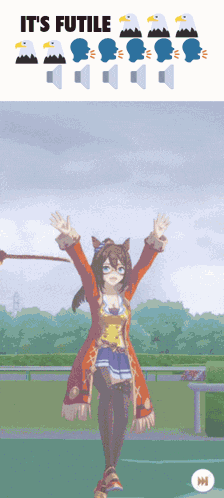 a cartoon of a girl with her arms outstretched and the words " it 's futile " below her