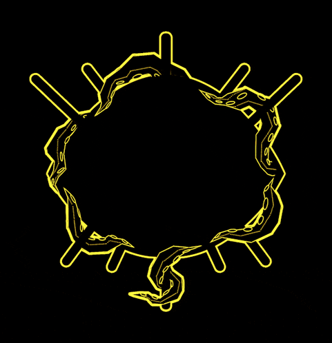 a yellow sign that says a calamity of witches on a black background