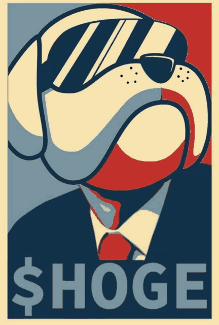 a poster of a dog wearing a suit and tie with the word hoge on the bottom