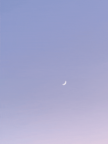 a crescent moon is visible in the sky