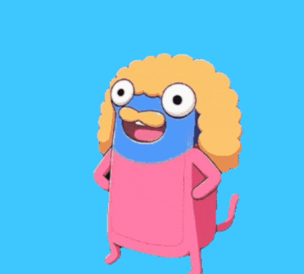 a cartoon character with a wig and the words im a rich bitch below it