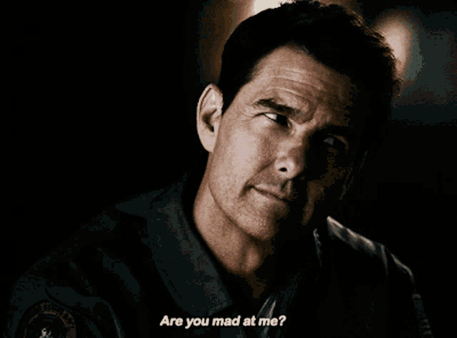 Top Gun Pete Mitchell GIF - Top Gun Pete Mitchell Are You Mad At Me GIFs