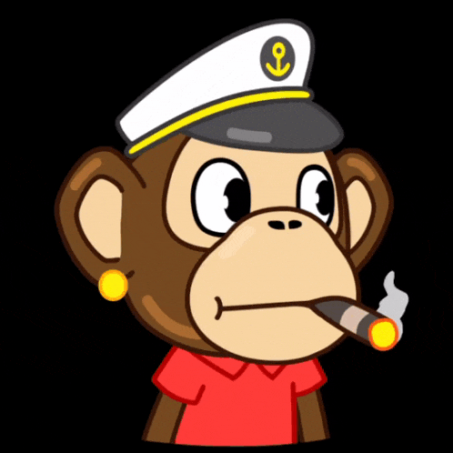 a cartoon monkey wearing a hat with an anchor on it smoking a cigar