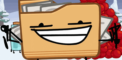 a cartoon illustration of a folder with a smiling face on it