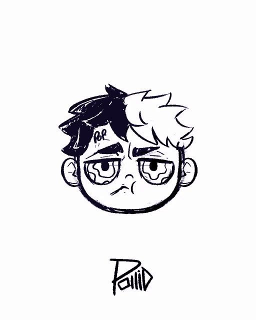 a drawing of a person with a tattoo on their forehead