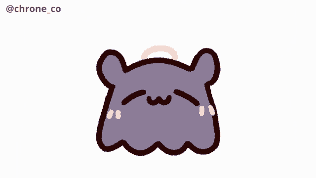 a drawing of a purple bear with a pink tongue and the hashtag @chre_co