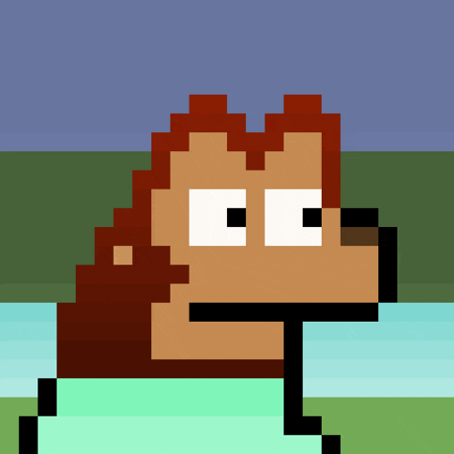 a pixel art drawing of a hedgehog swimming in a body of water