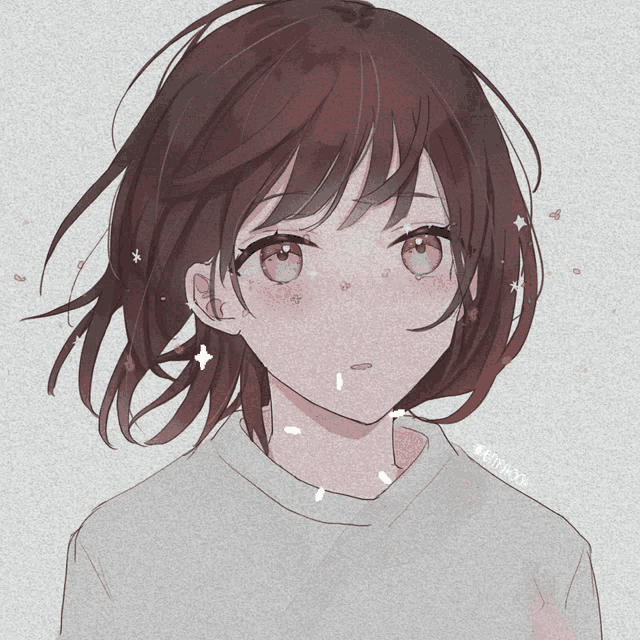 a drawing of a girl with a star on the bottom right corner