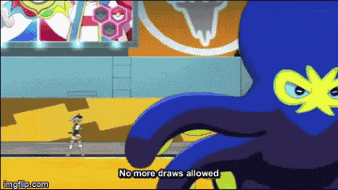 a blue octopus says no more draws allowed in a cartoon