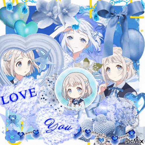 a picture of a girl with the word love written on it
