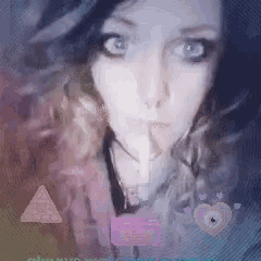 a pixelated image of a woman 's face with a sign that says ' always ' on it