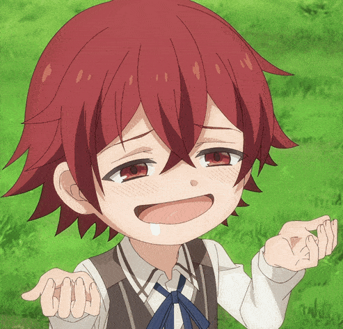a cartoon character with red hair and red eyes