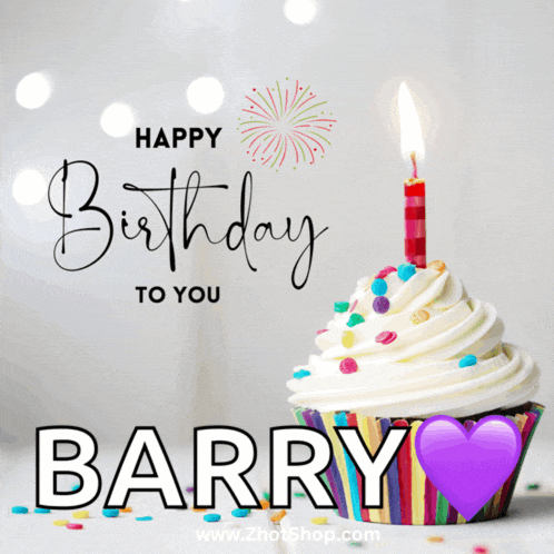 a birthday card for barry with a cupcake