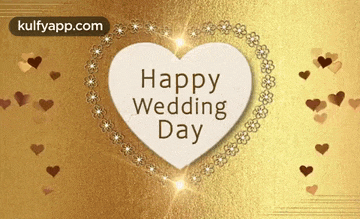 a card that says happy wedding day with a heart in the middle