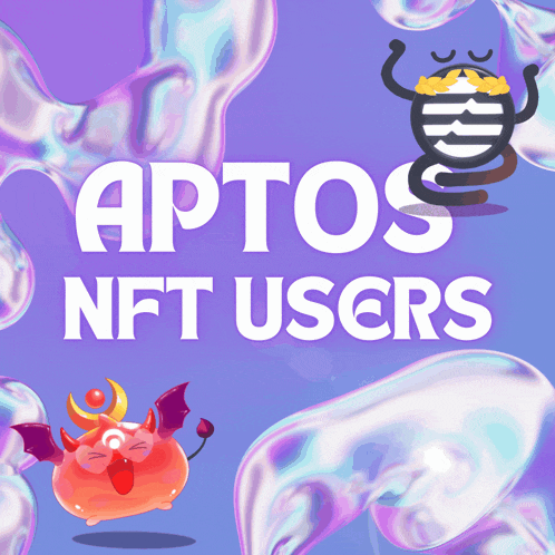 a purple background with the words " aptos nft users " in white letters