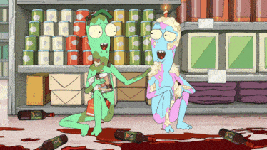 a cartoon character with a candle on his head sits next to another character with a candle on his head