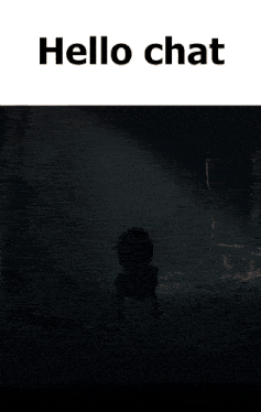 a picture of a woman with her arms outstretched and the words hello chat on the bottom