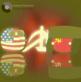 a cartoon of the united states and the soviet union fighting