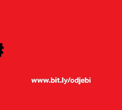 a red background with the words #odjebi in white letters