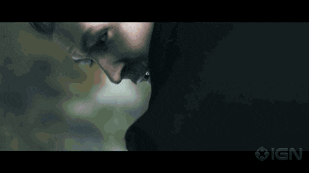 a close up of a man 's face with the ign logo visible