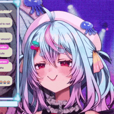 a close up of a girl 's face with the words " radius cute " on the bottom left