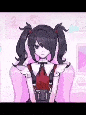 a pixel art of a girl with pigtails and a ponytail