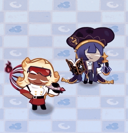 two cartoon characters are standing next to each other on a checkered background with letters c and s on it
