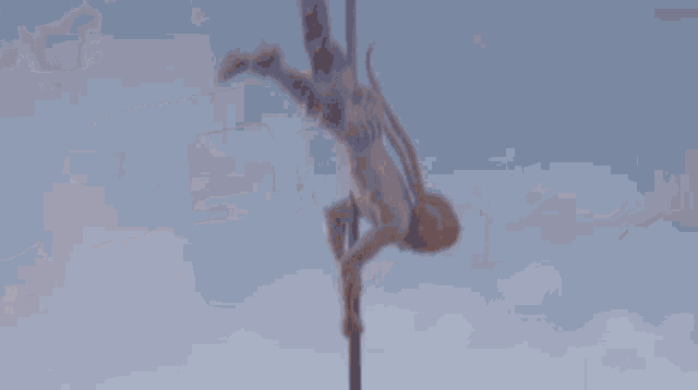 a person is hanging from a rope in a circular room .