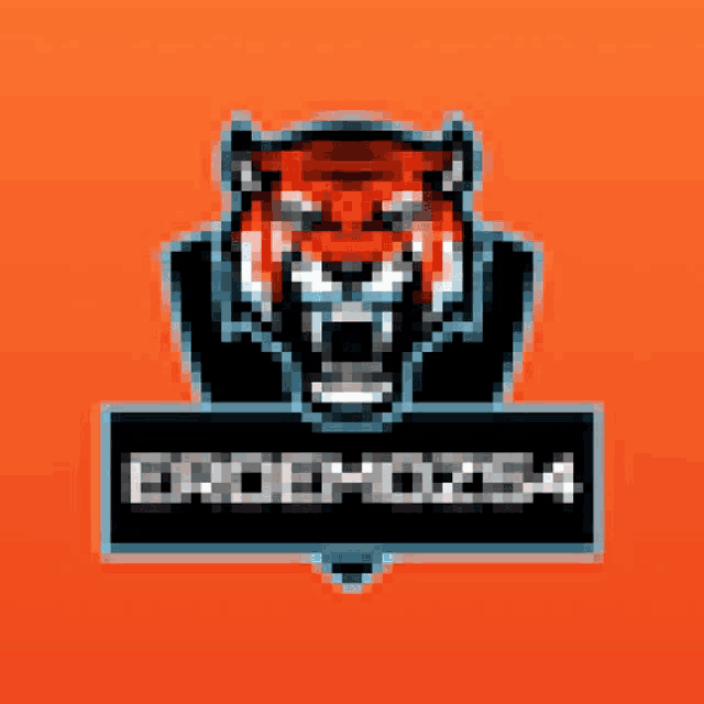 a pixel art of a tiger 's head with the word doomoosh below it